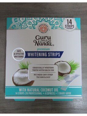 Guru Nanda Premium Whitening Strips Natural Coconut Oil 14 Ct